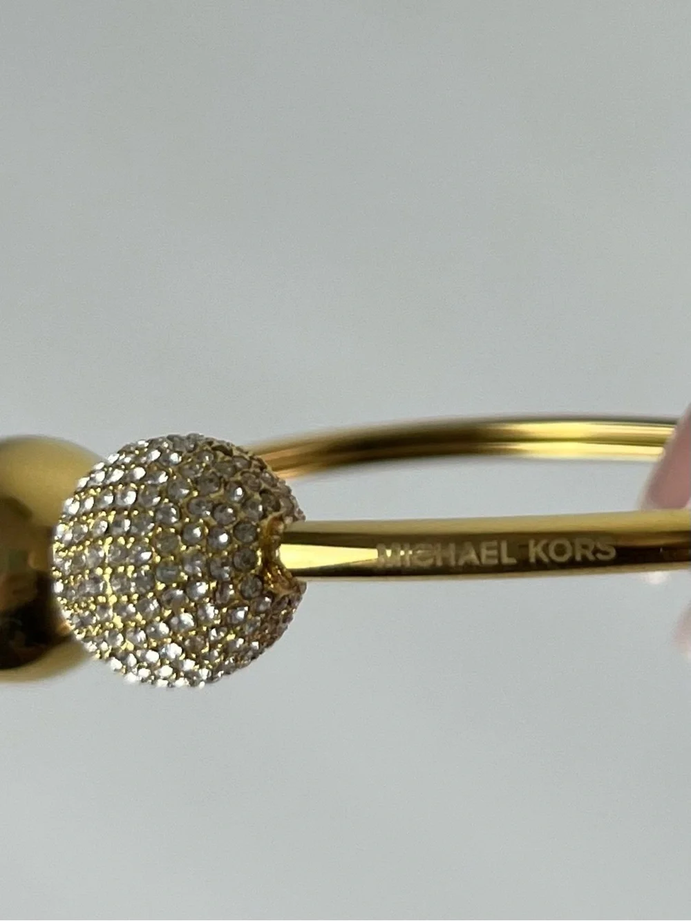 Michael Kors Gold Pave Crystal Sphere Bangle Double Bling Ball Gold Tone